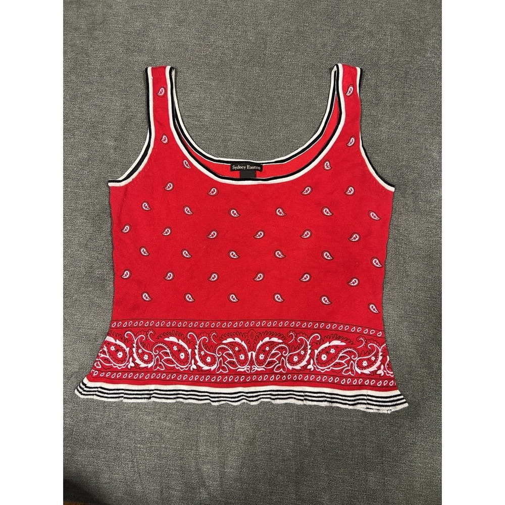 Country Festival Sydney Easton L Paisley Bandana Rayon Top Western Y2K Americana